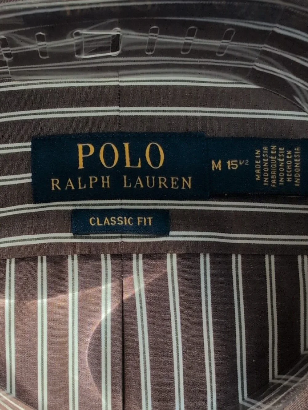 Polo by Ralph Lauren Brown and White Striped Dress Shirt